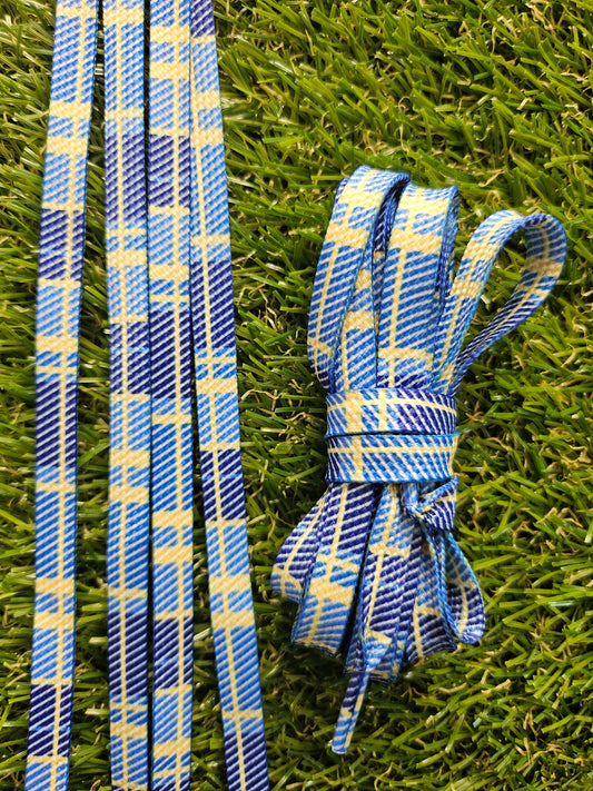 Lemon and blue shoelaces with soft pastel tones for trainers and golf shoes