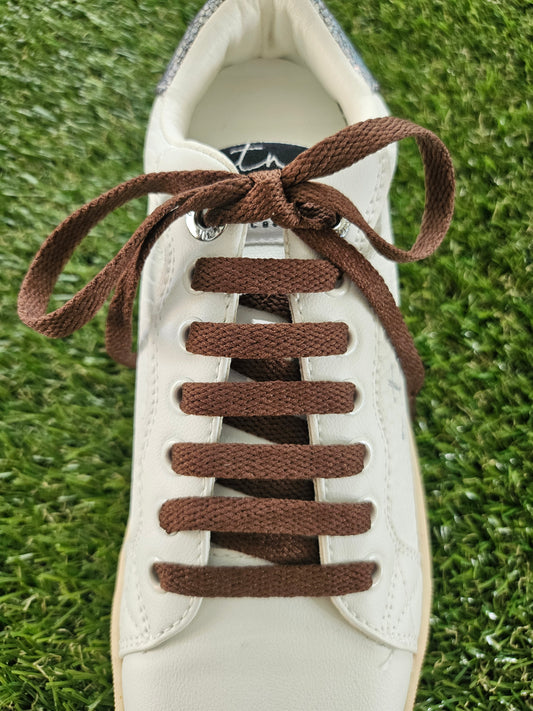 Chocolate brown shoelaces from Love Your Laces – flat laces for trainers