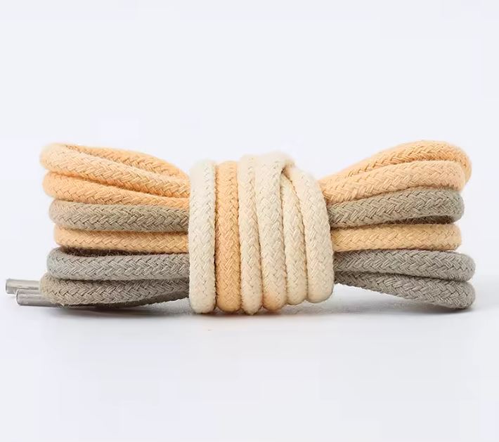 Sand & Oatmeal Gradient Round Cotton Shoelaces