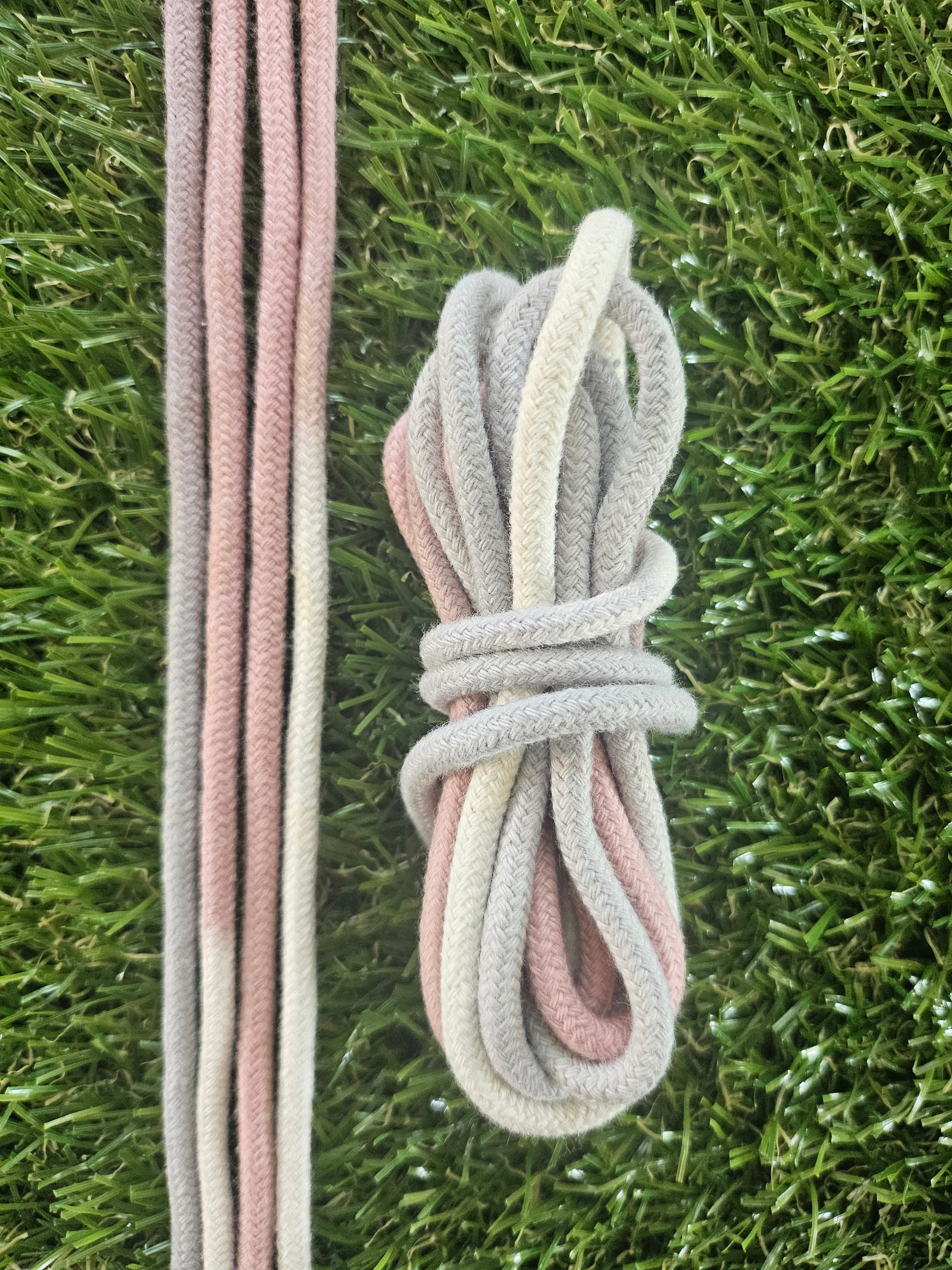 Bunch of shoelaces on grass