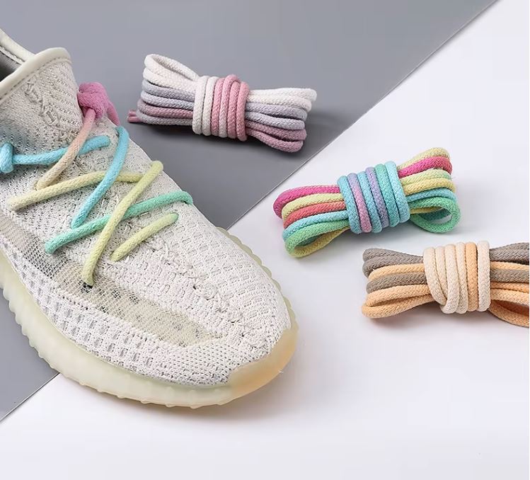 Soft Grey & Blush Gradient Round Cotton Shoelaces