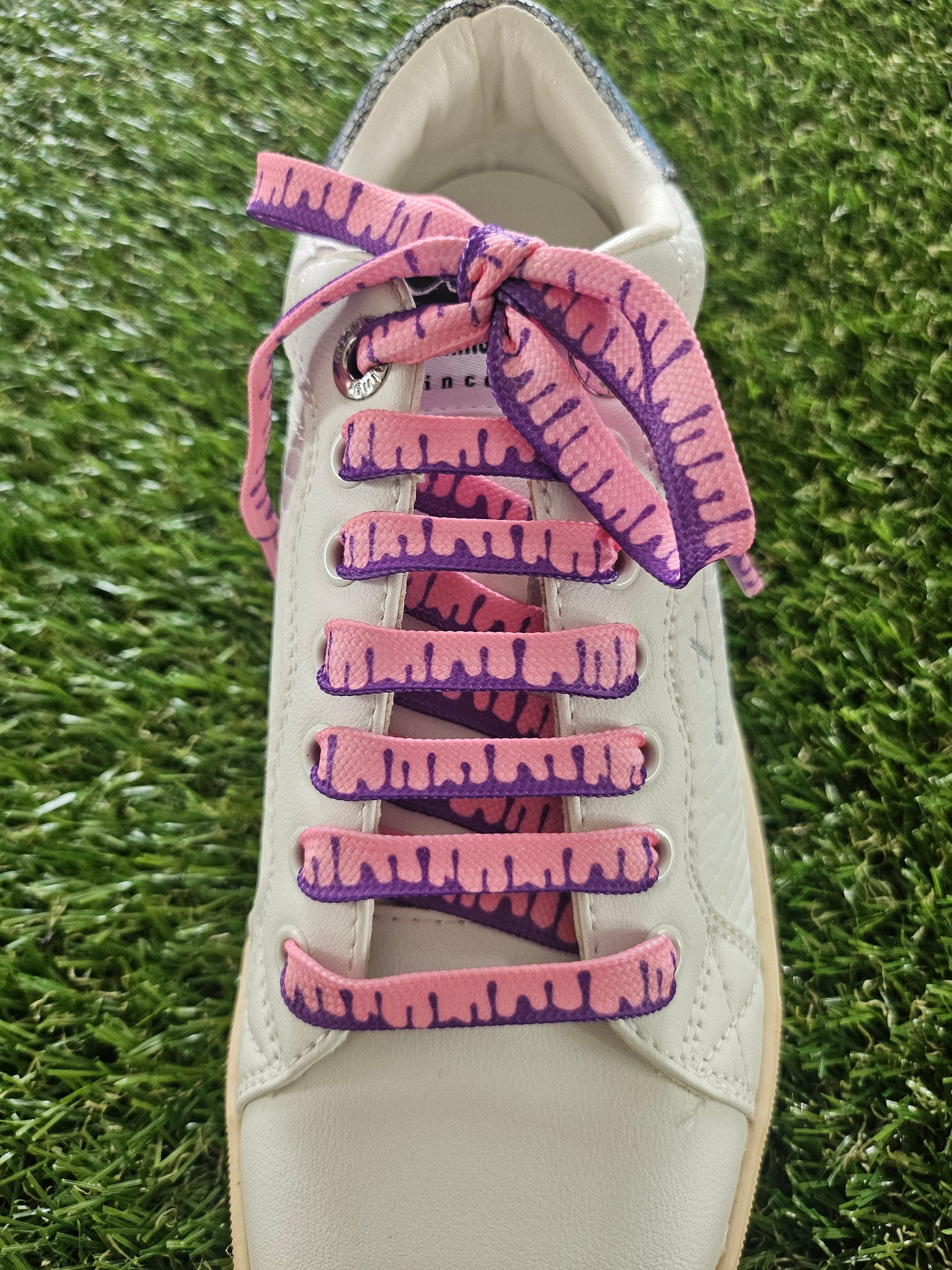 paint drip purple and pink designer shoelaces