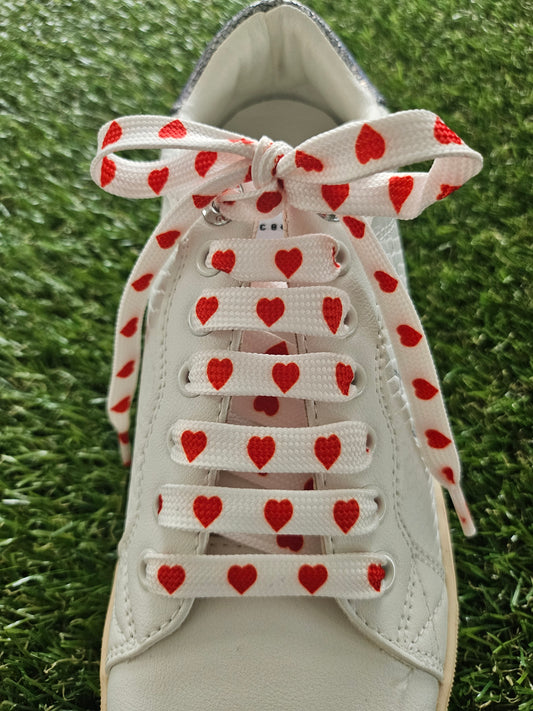 White & Red Heart Laces
