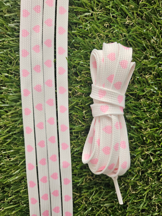 White & Pink Love Heart Laces